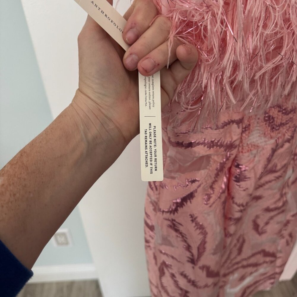Pink Feathered Mini Dress - Picture 2 of 4